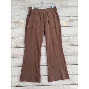 Athleta Brown Ribbed Wide-Leg Pants